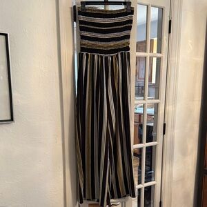 Striped Black and Gold Women's Jumpsuit